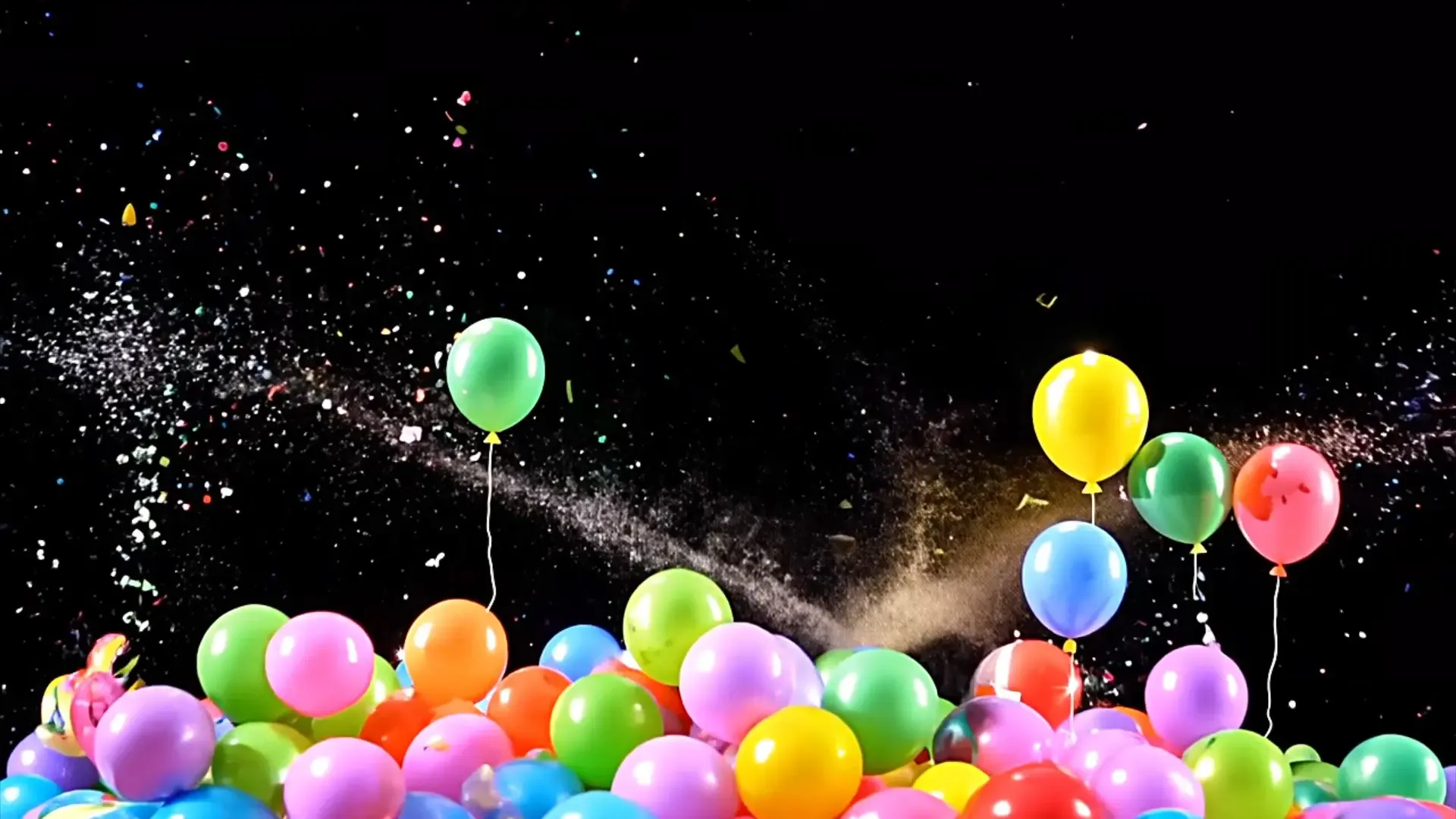 Energetic Confetti and Balloon Overlay for Title Animation